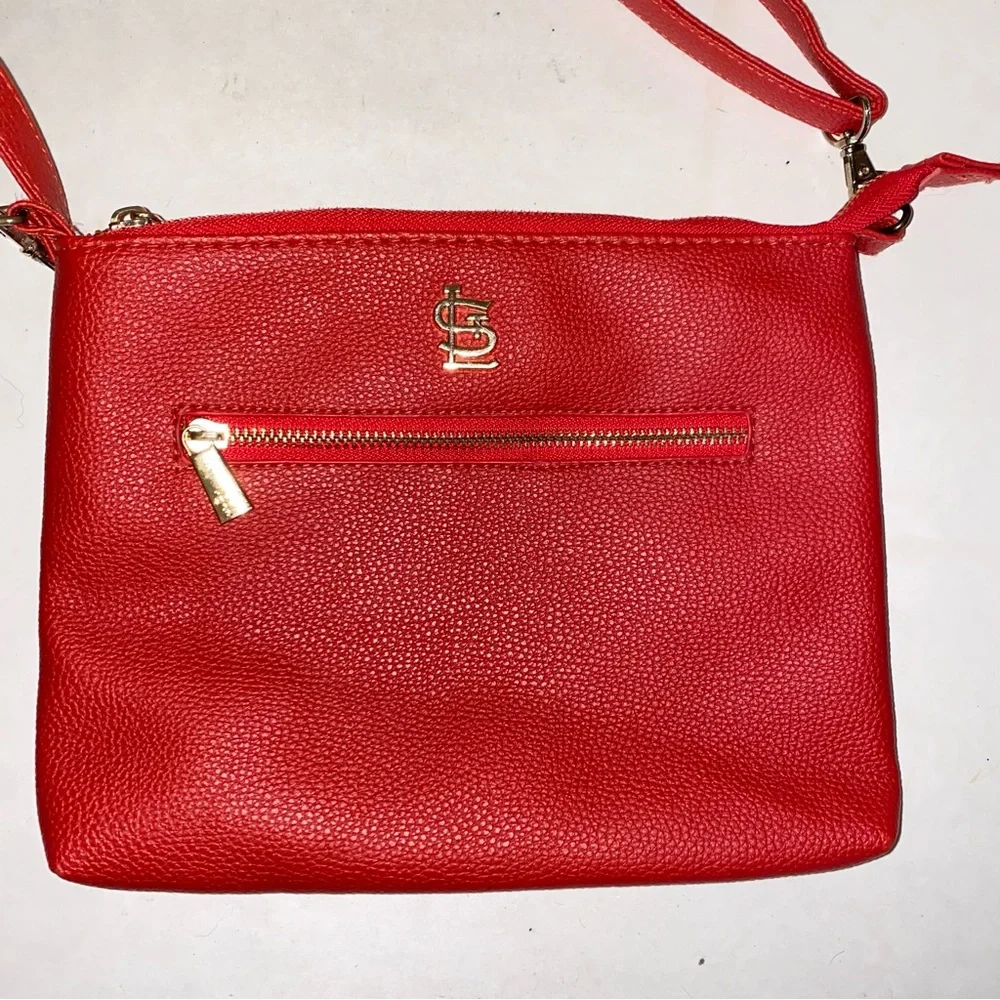 Red St Louis Cardinals MLB Crossbody Purse Bag Detachable Strap Gold Hardware - Picture 5 of 13